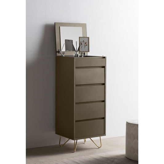 High chest of drawers with 4 drawers and 1 compartment, including mirror