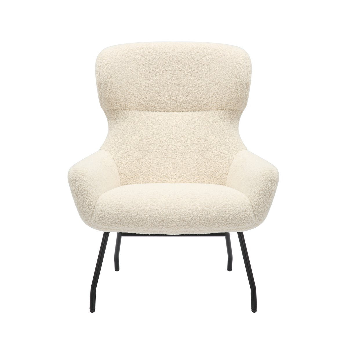 Armchair and stool set teddy fur beige