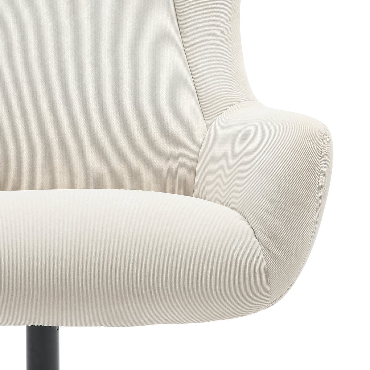 Armchair and stool corduroy look beige