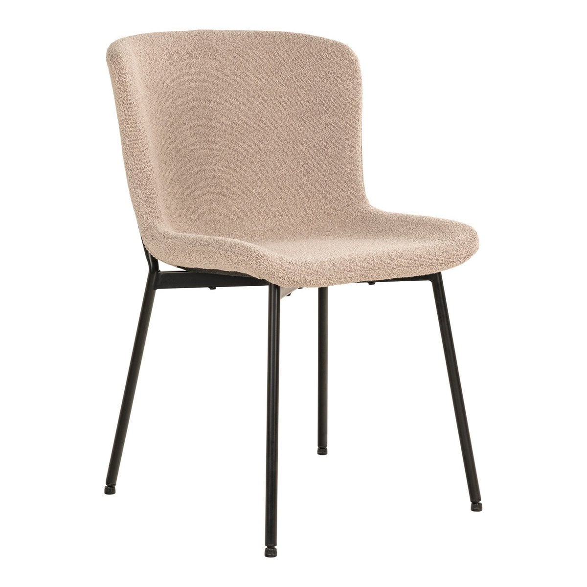 Maceda Esszimmerstuhl – Beige Bouclé, schwarze Beine – 2er-Set