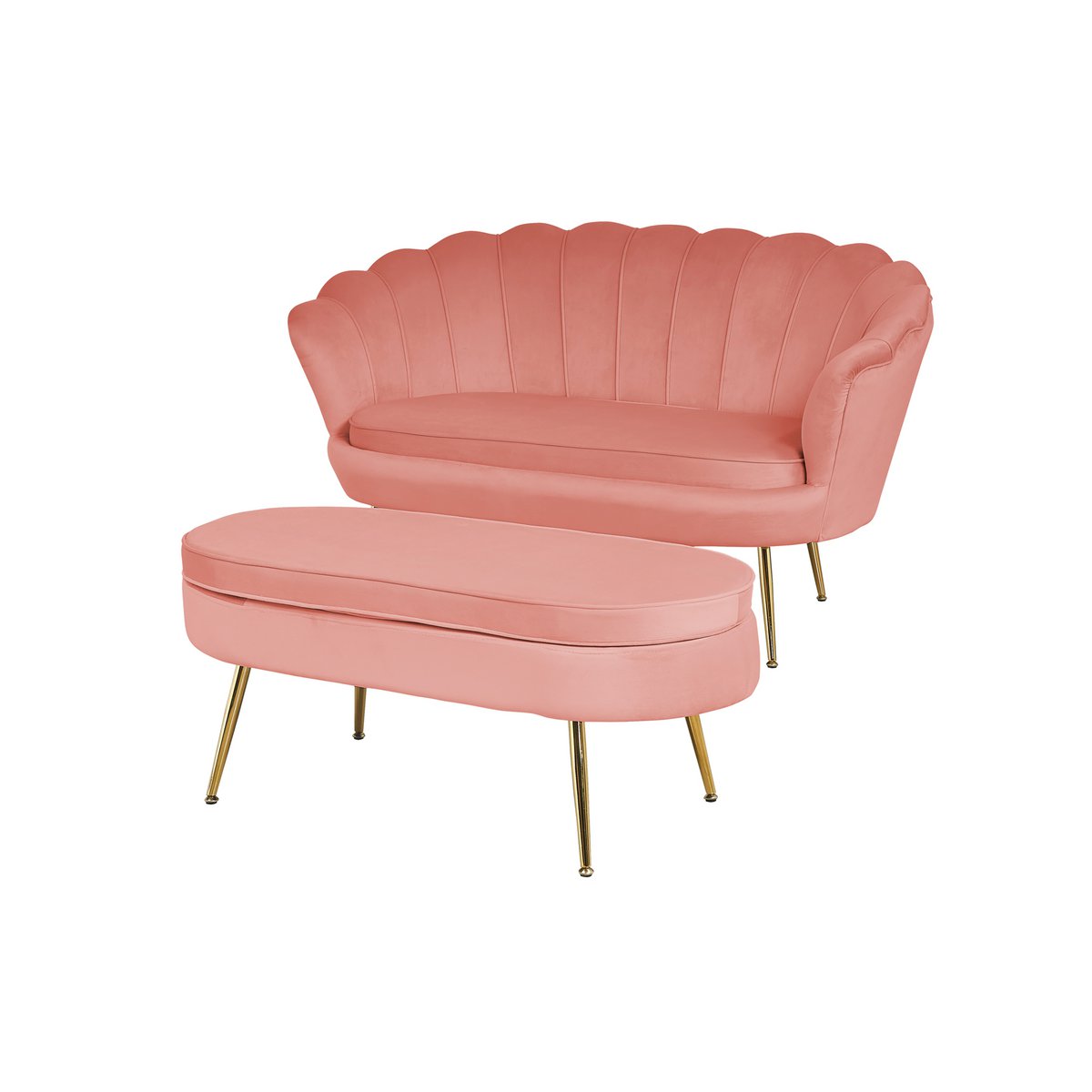 Rose velvet shell sofa