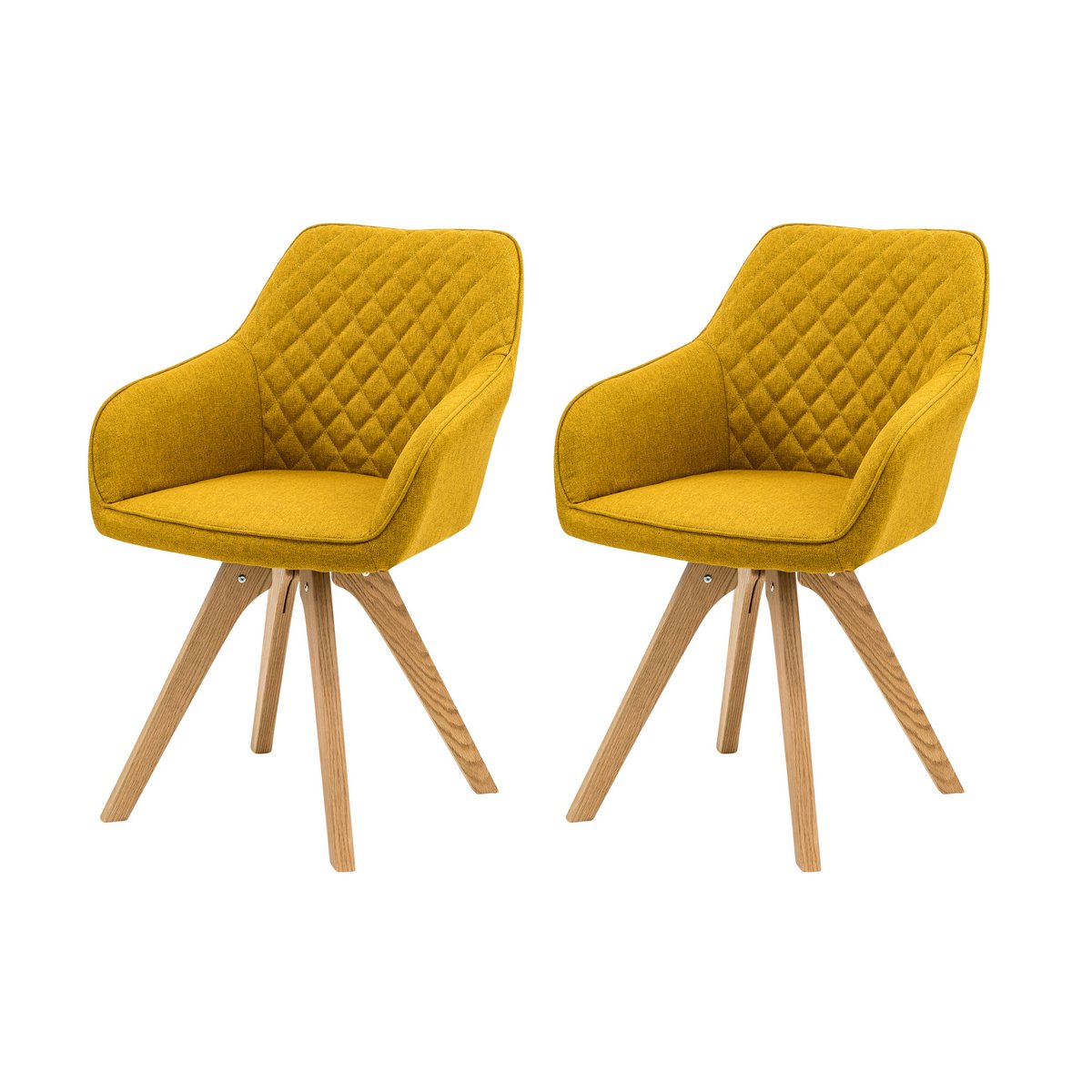 Armchair set of 2 curry yellow textile