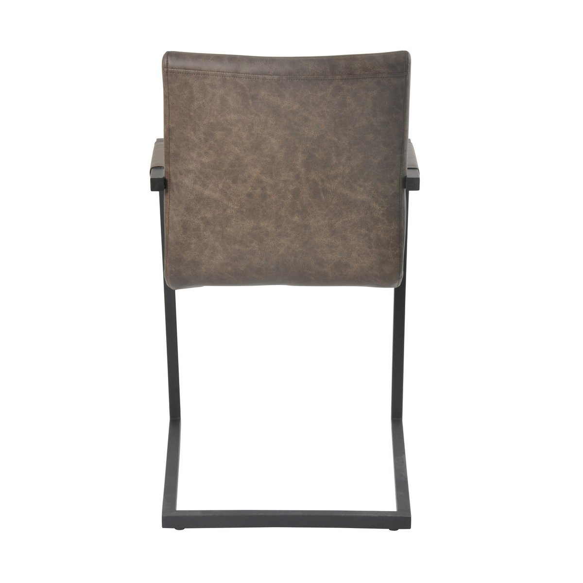 Dining chair, set of 2, dark brown faux leather look