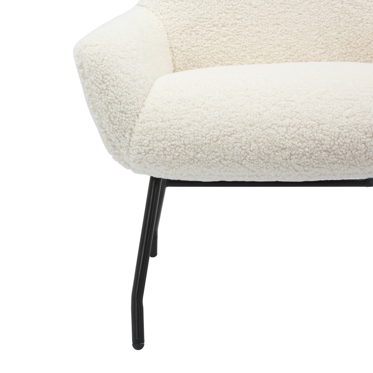 Armchair and stool set teddy fur beige