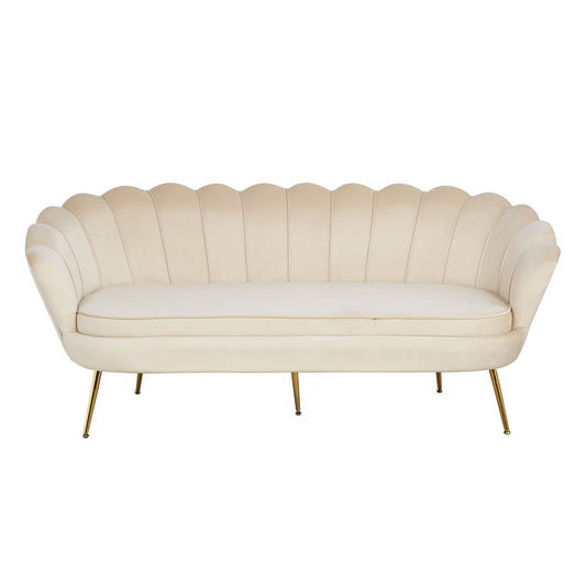 Shell sofa 3 seater in beige velvet