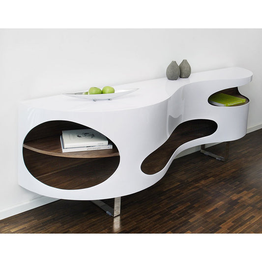 Sideboard 200x50x75 cm white/walnut