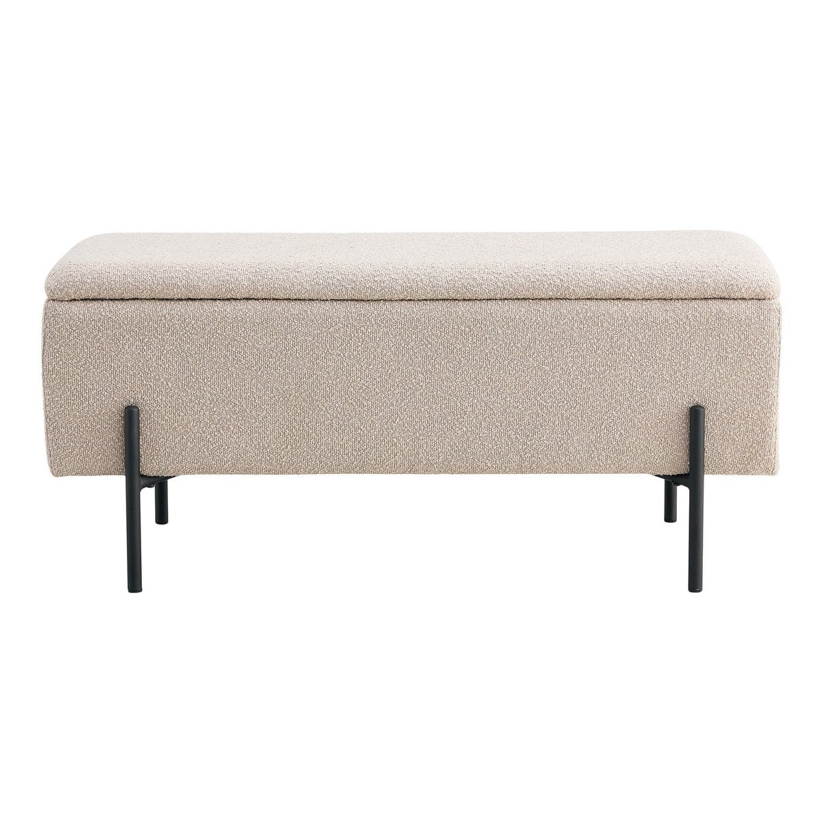 Watford Bank – Beige, Bouclé, mit Stauraum 95 x 36,5 x 43 cm