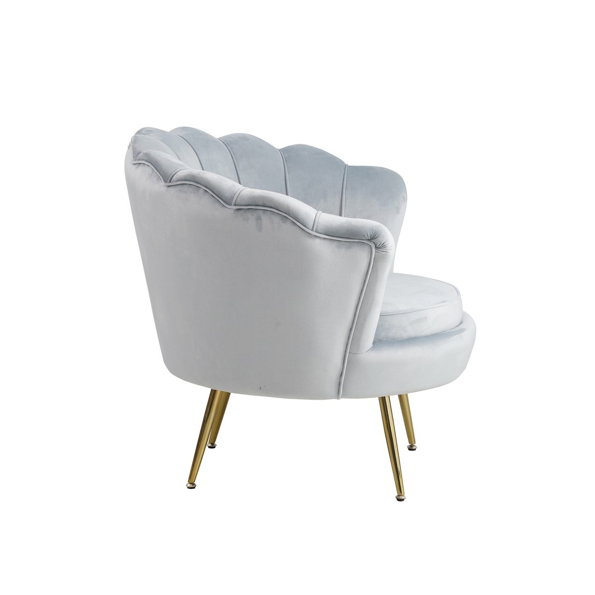 Velvet shell armchair in light grey