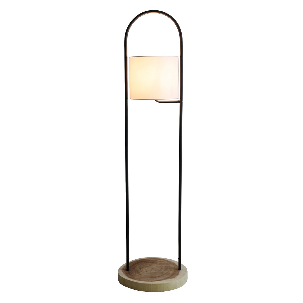 Floor lamp acacia wood natural/white 153 cm