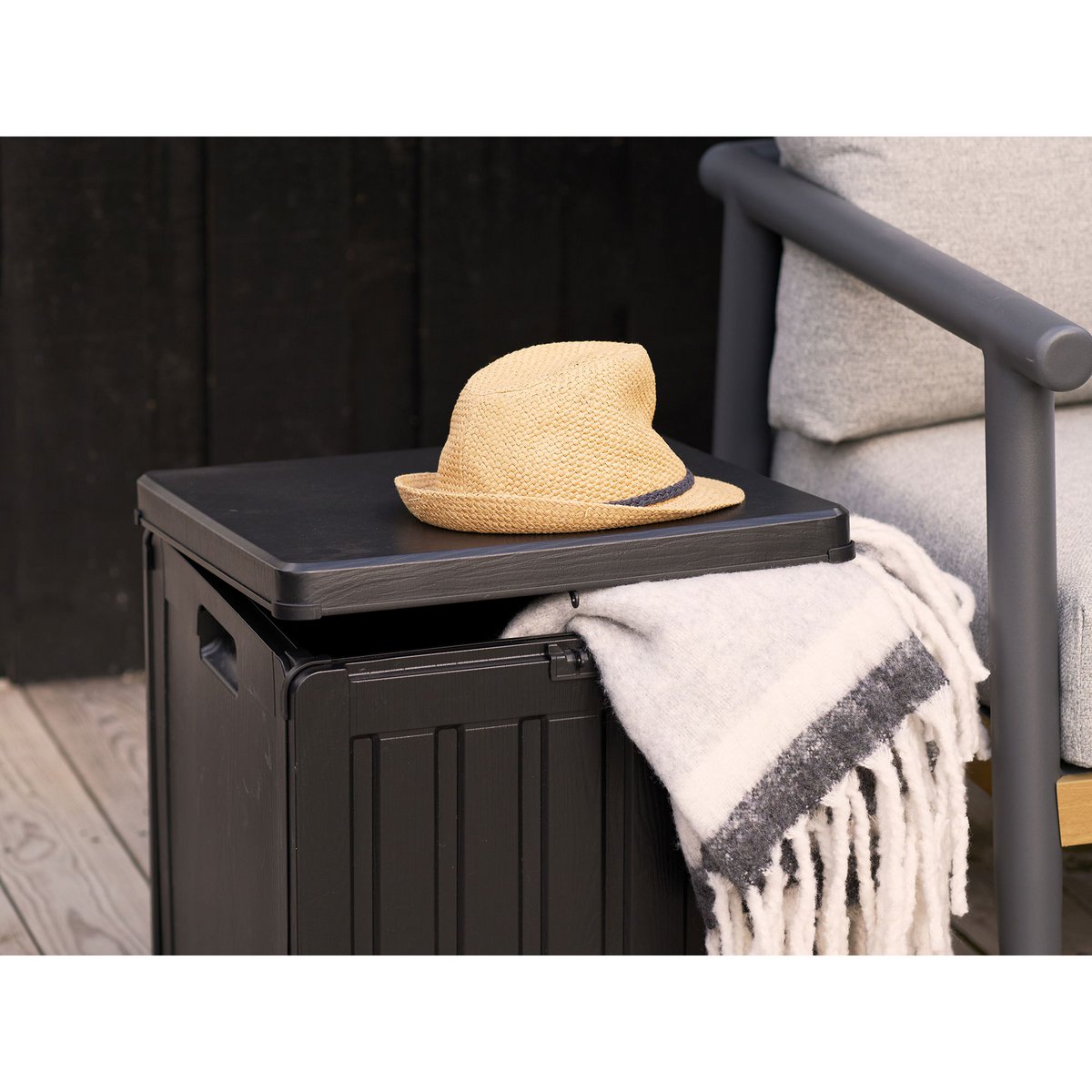 Sobra Kissenbox, Kunststoff, schwarz, 42,8x42,8x46,4 cm, 76 L