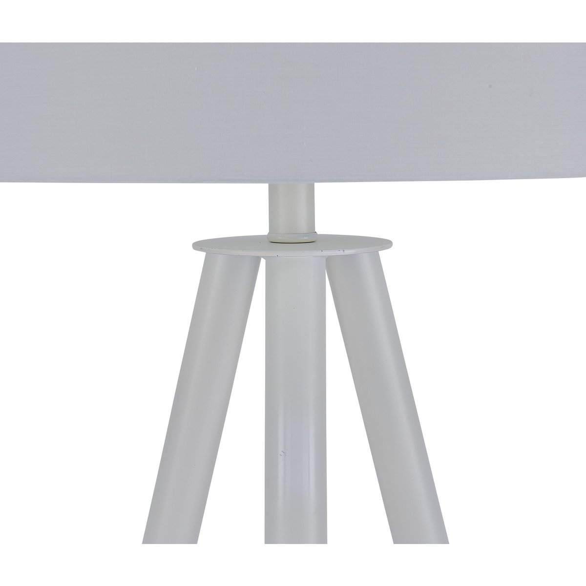 Floor lamp with wooden frame and white/natural fabric shade