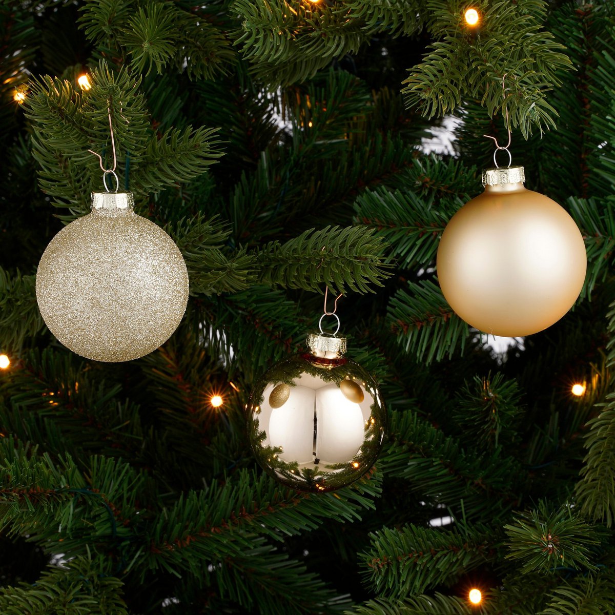 Weihnachtskugel-Set Glaskugeln Champagner