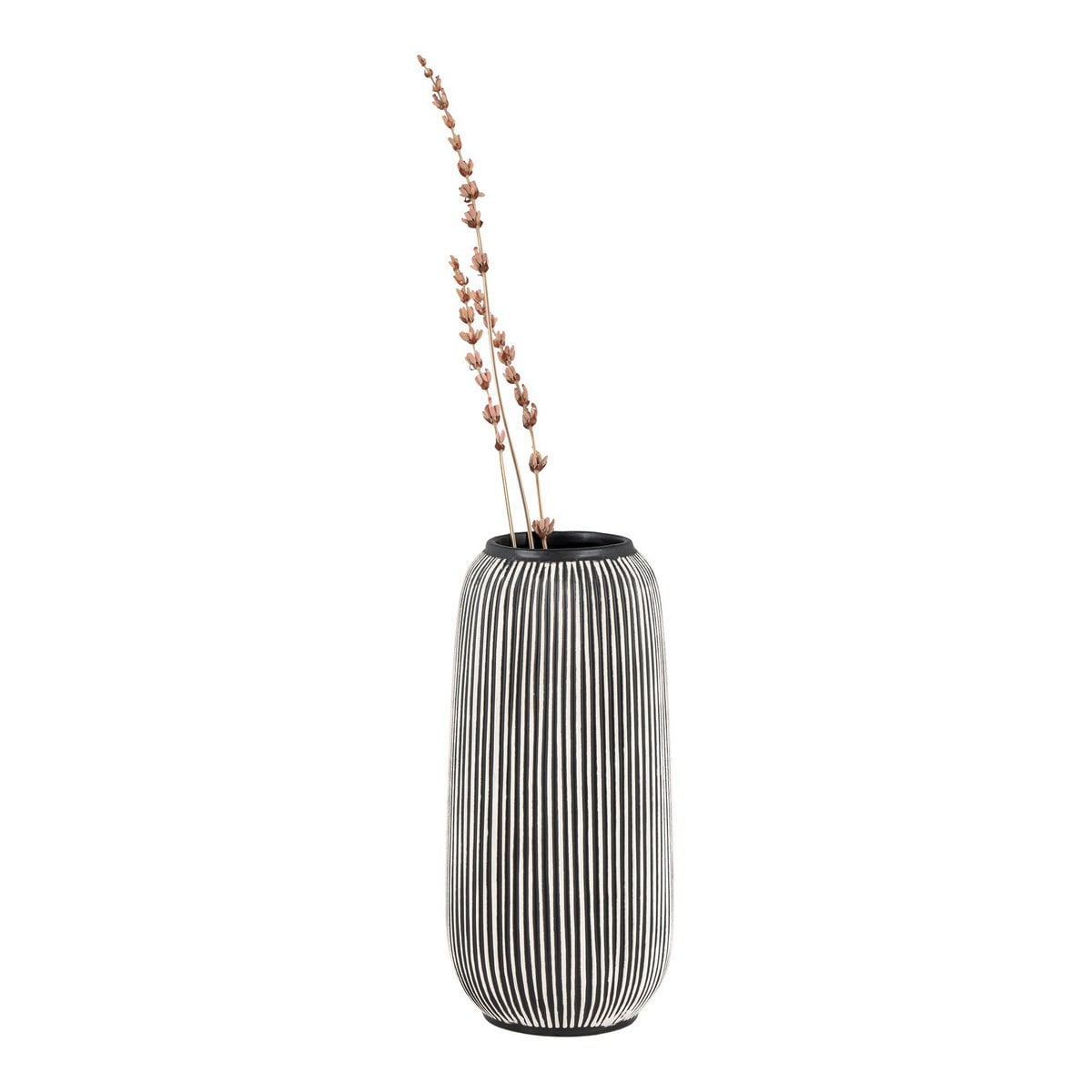 Vase - Kalkstein, Schwarz/Weiß - Ø9,5x20 cm
