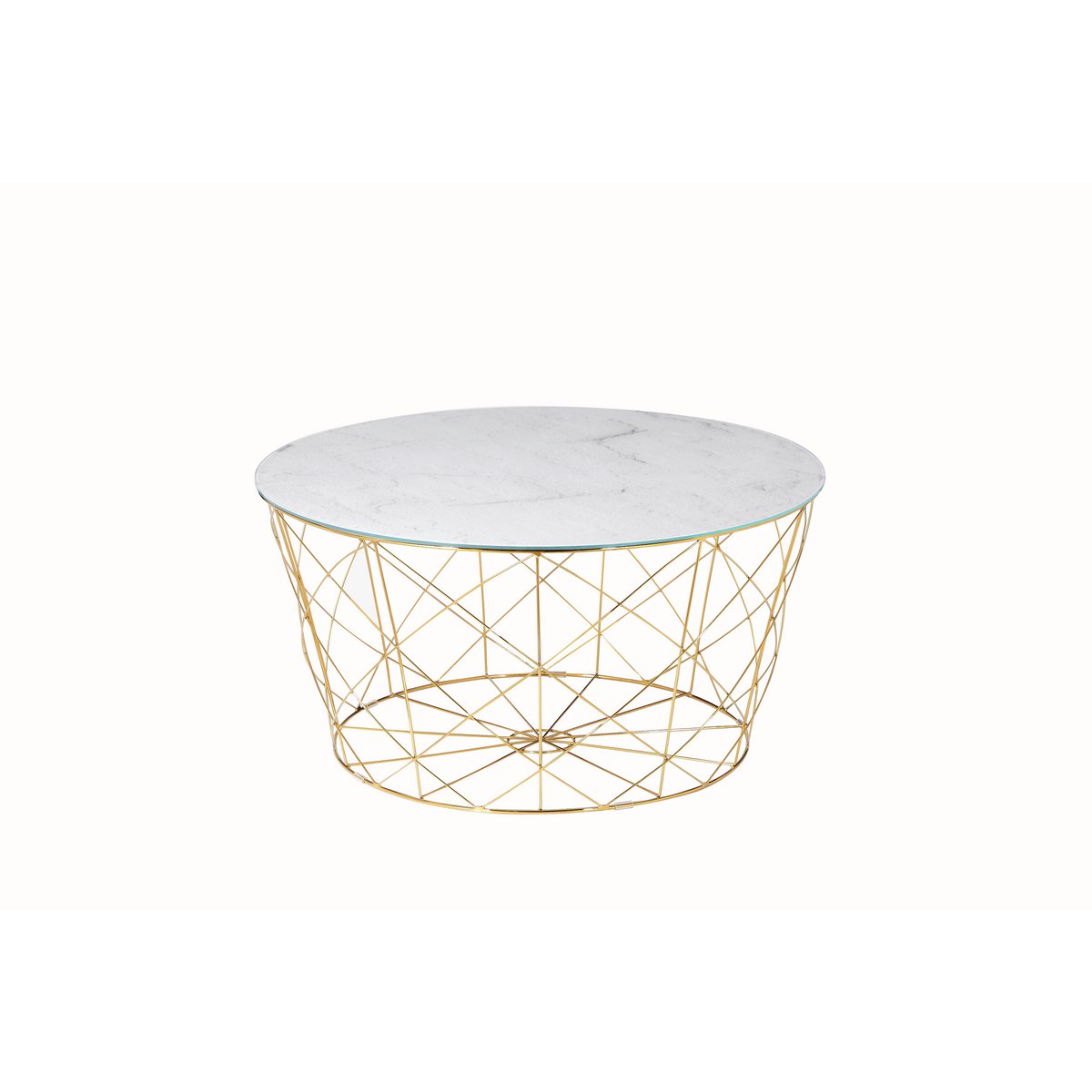 Coffee table with metal basket Ø 80 cm