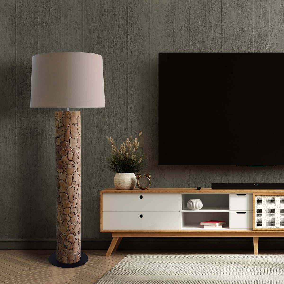 Floor lamp driftwood natural/white 170 cm