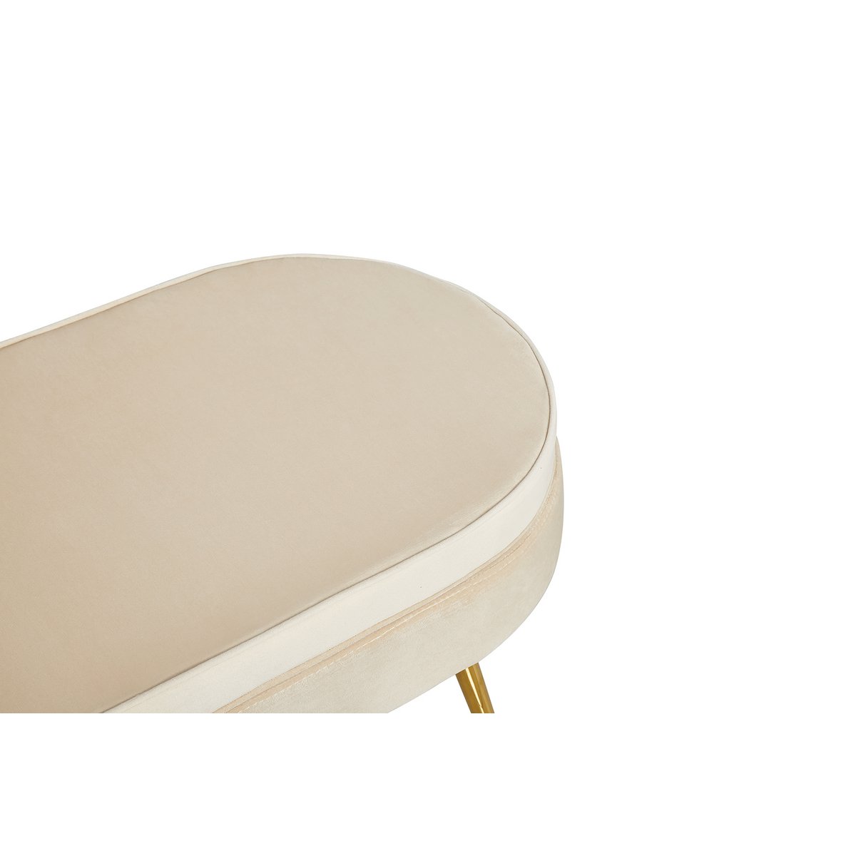 Pouf oval made of beige velvet