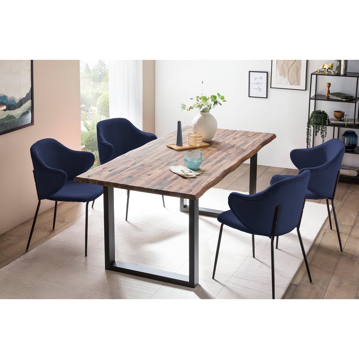 Set of 2 armchairs dark blue