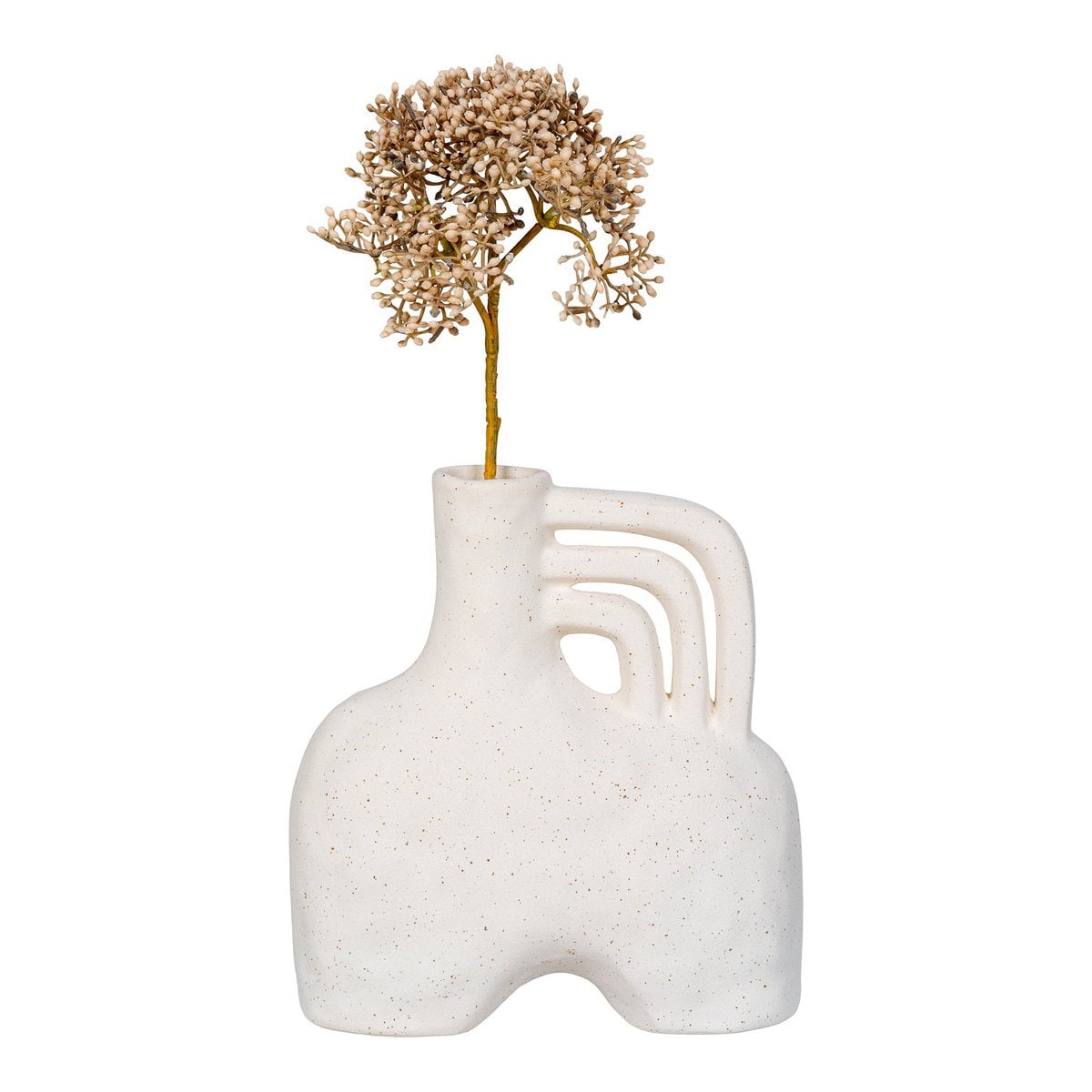 Vase - Vase, Keramik, beige, 18,5x8x19,5 cm