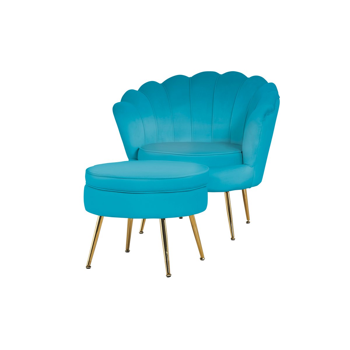 Velvet shell armchair blue