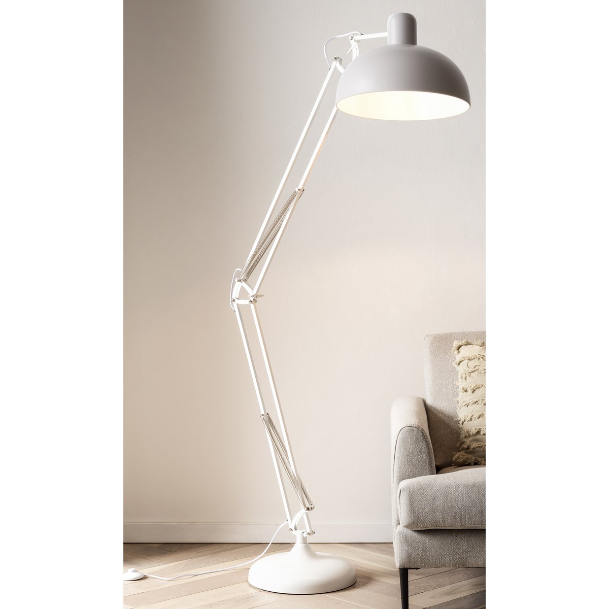 Industrial floor lamp white adjustable