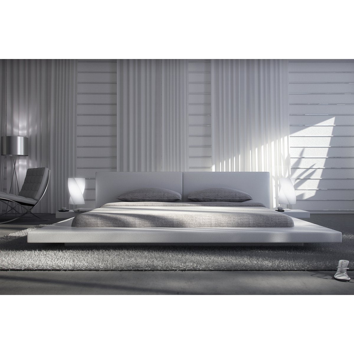 Upholstered bed 140x200 cm white faux leather look