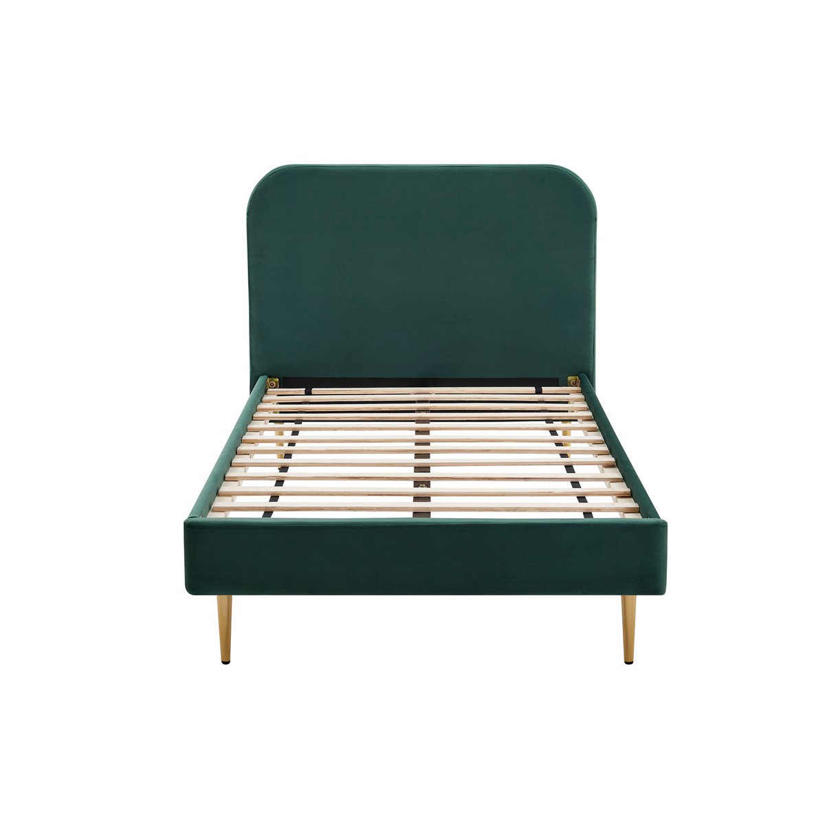 Upholstered bed with velvet cover green 90x200 cm