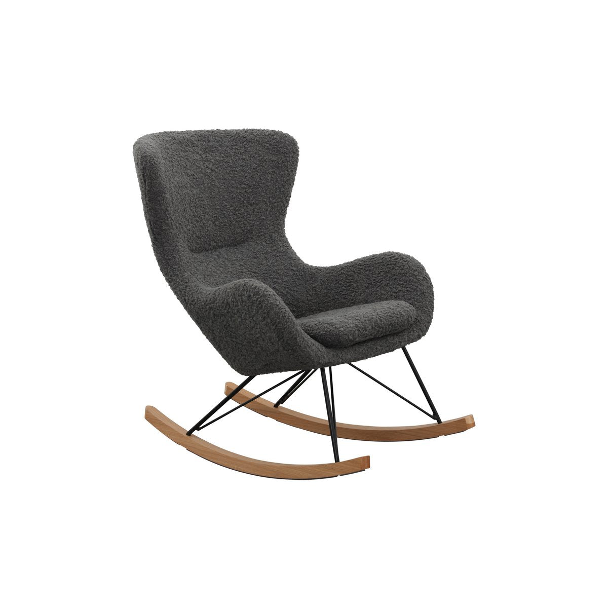 Rocking chair teddy fur dark gray