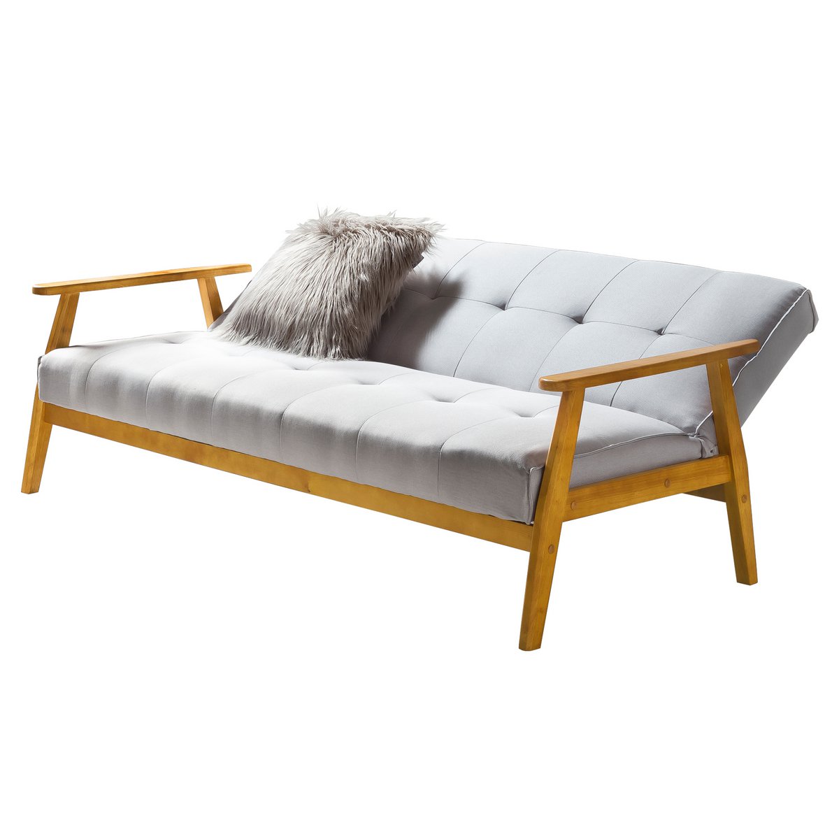 Sofa bed 190x85x81 cm light gray woven fabric