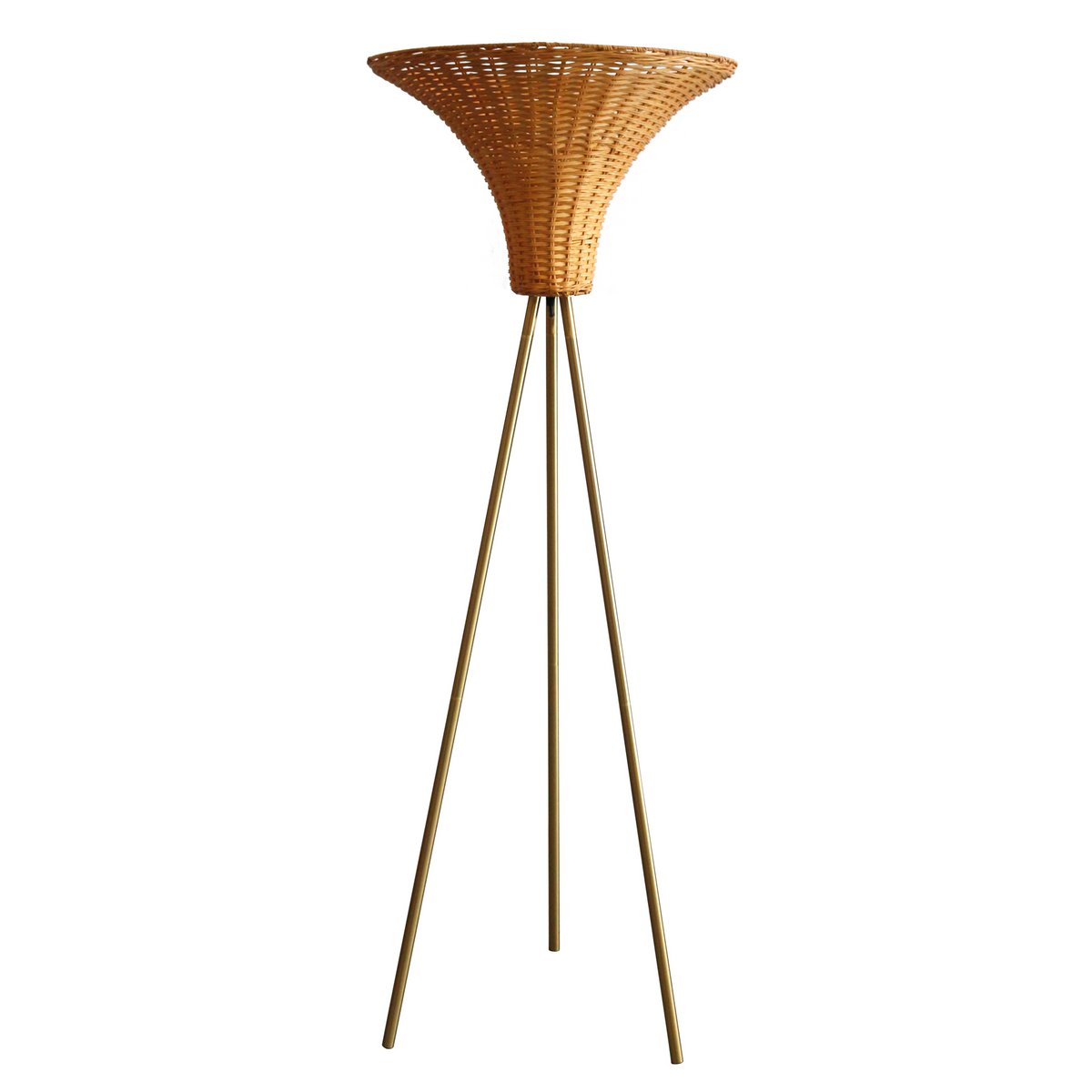 Floor lamp with braided shade brass/natural 150 cm