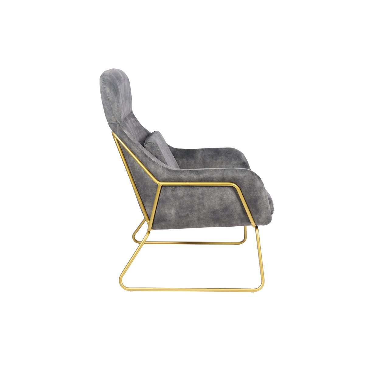 Lounge chair made of gray velvet