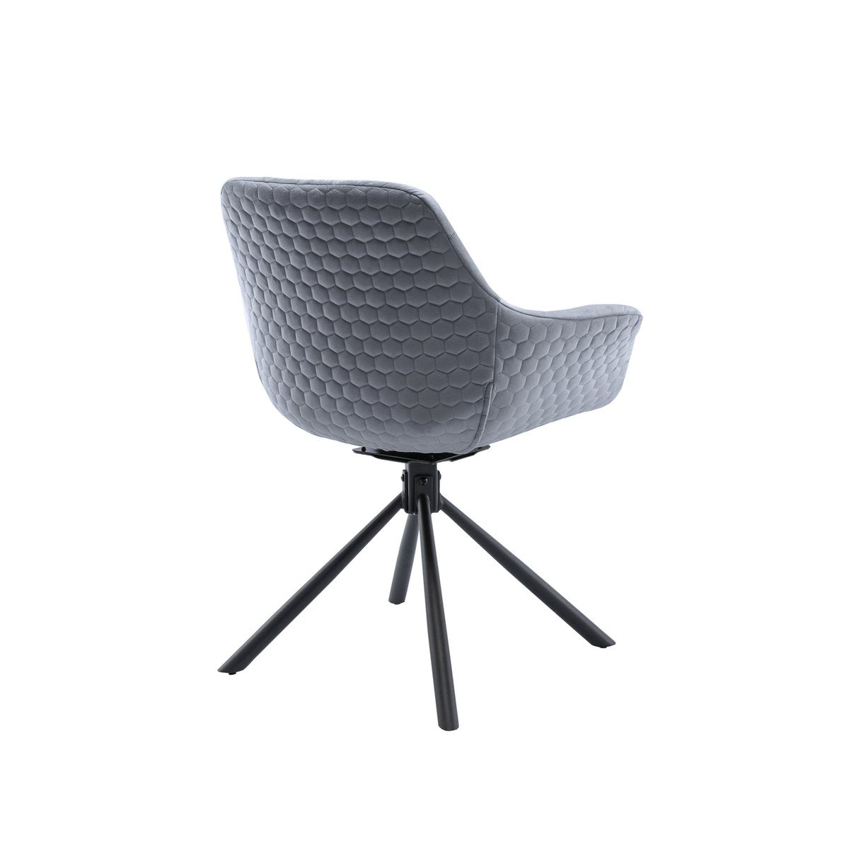 Armchair with honeycomb quilting in gray velvet