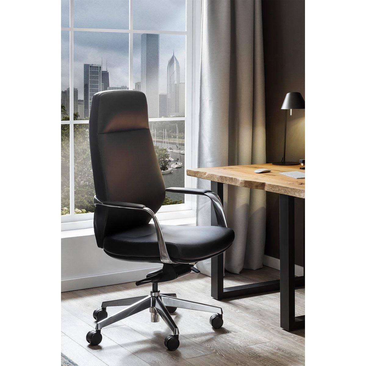 Office chair faux leather look black