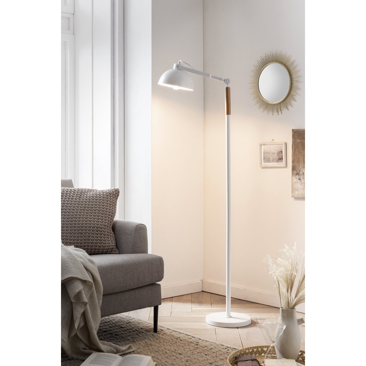 Floor lamp Scandinavian white/natural