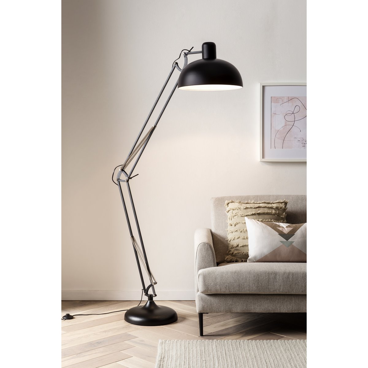 Industrial floor lamp black adjustable