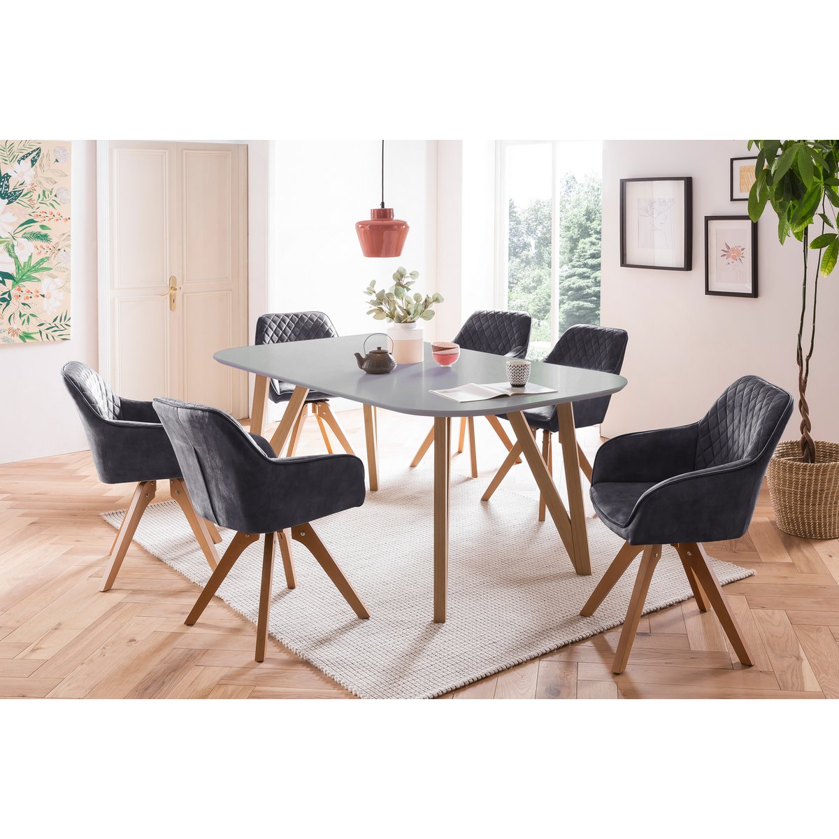 Dining table 160x90x76 cm gray oak