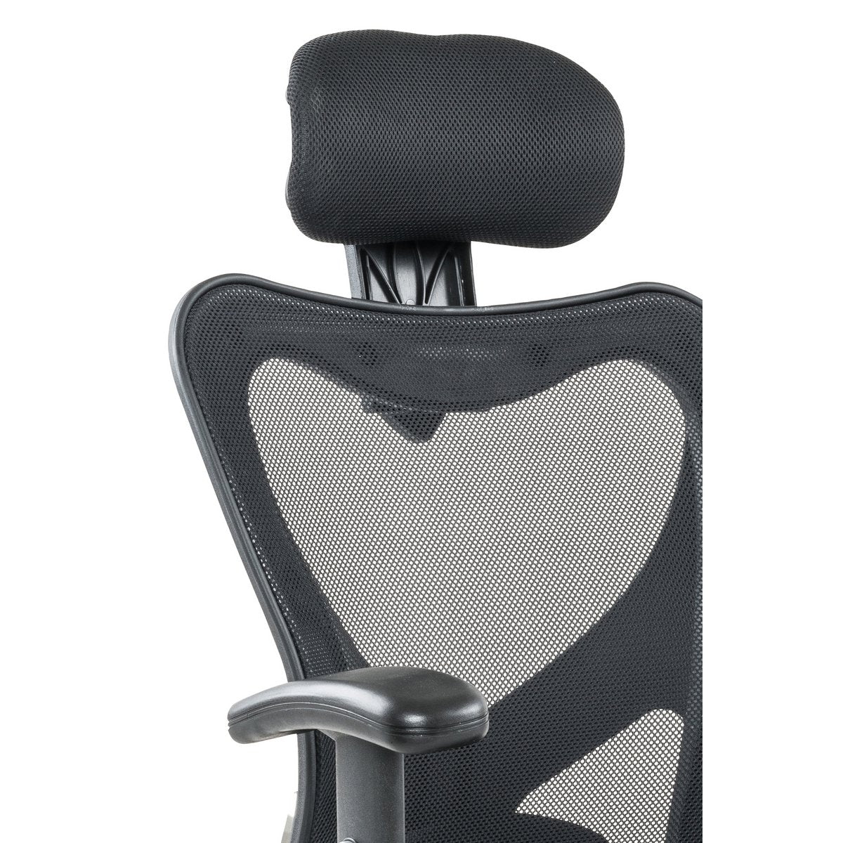 Black office chair with mesh headrests