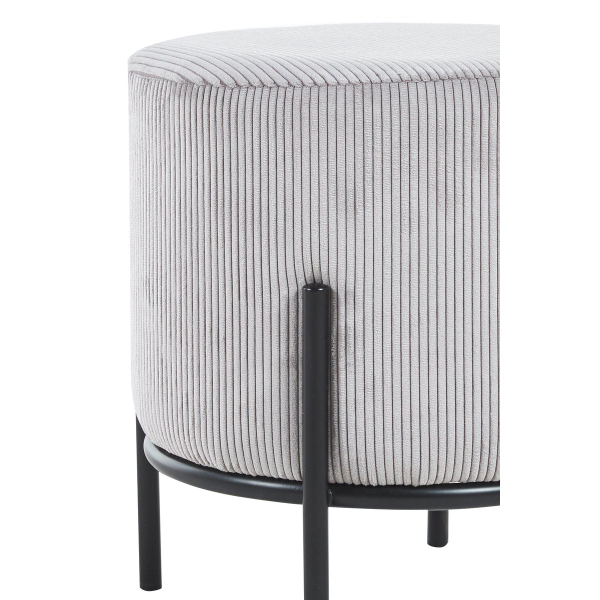 Polsterhocker Ø35 cm Cord Optik Hellgrau