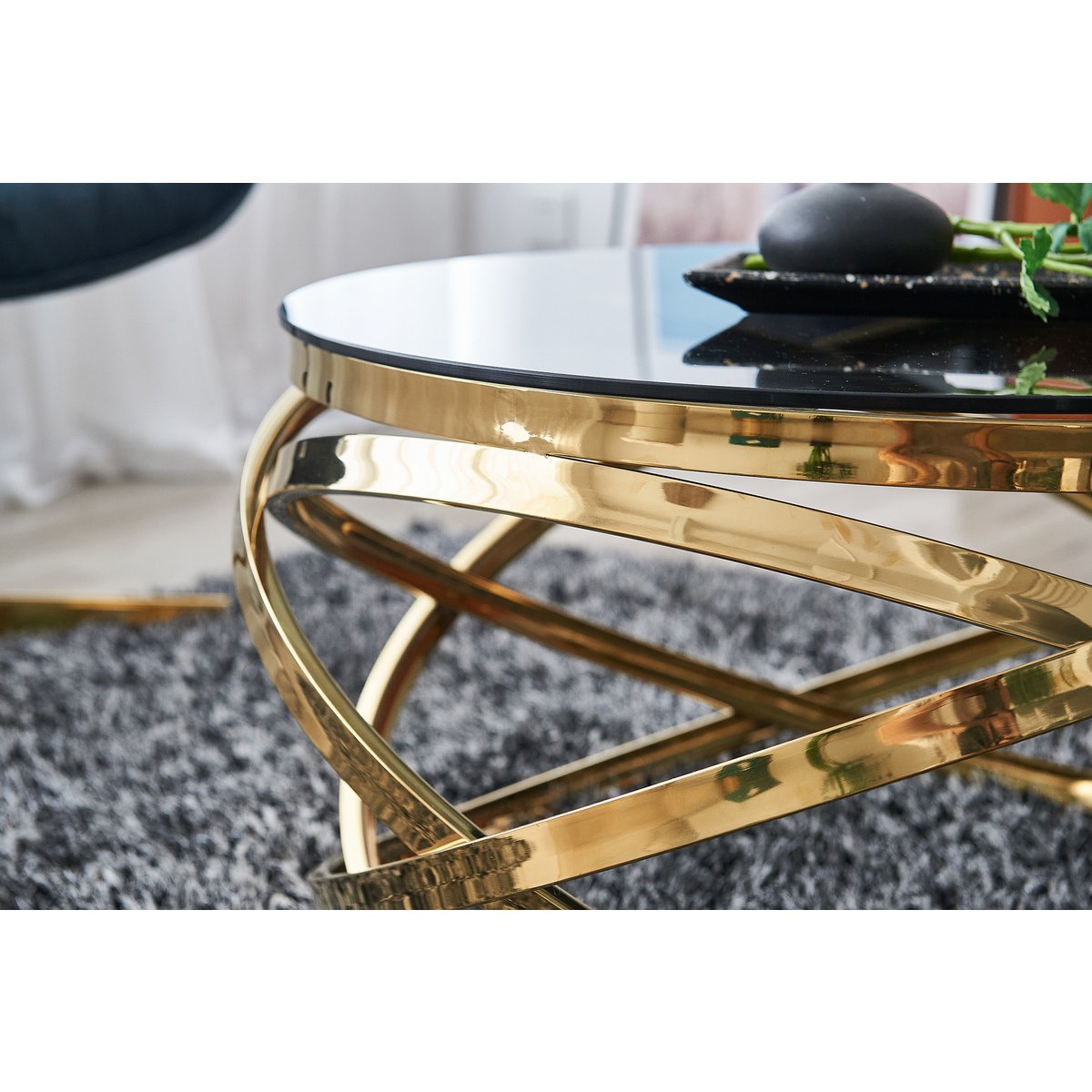 Couchtisch Gold/Grau Ø 80 cm