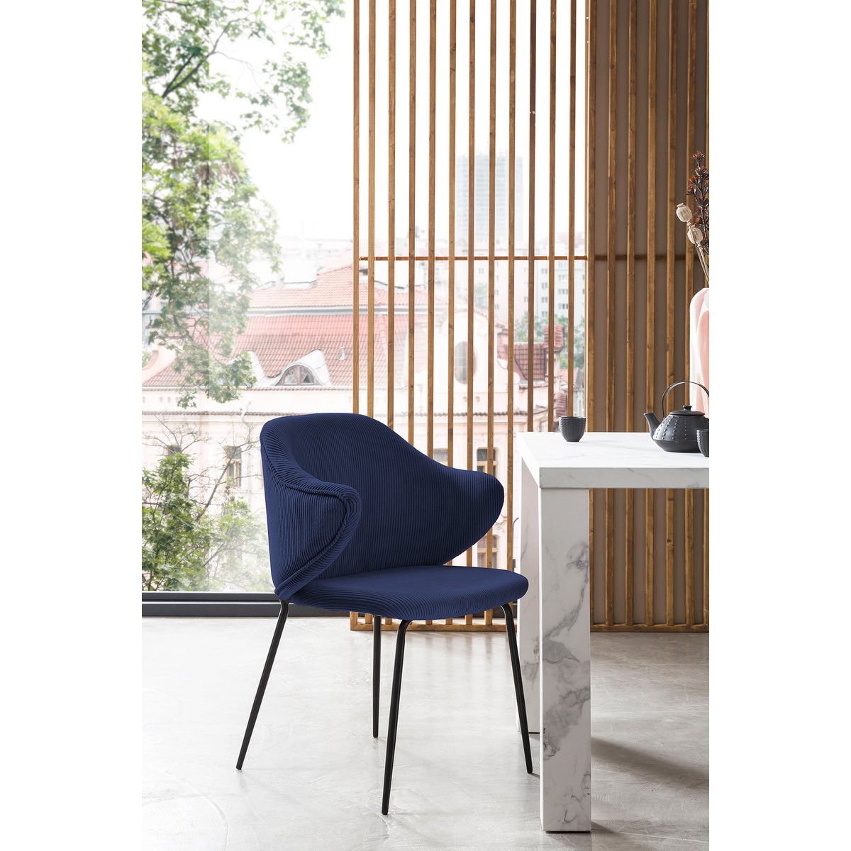 Set of 2 armchairs dark blue