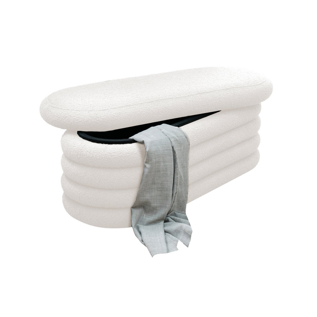 Curly Polsterhocker/Bettbank White