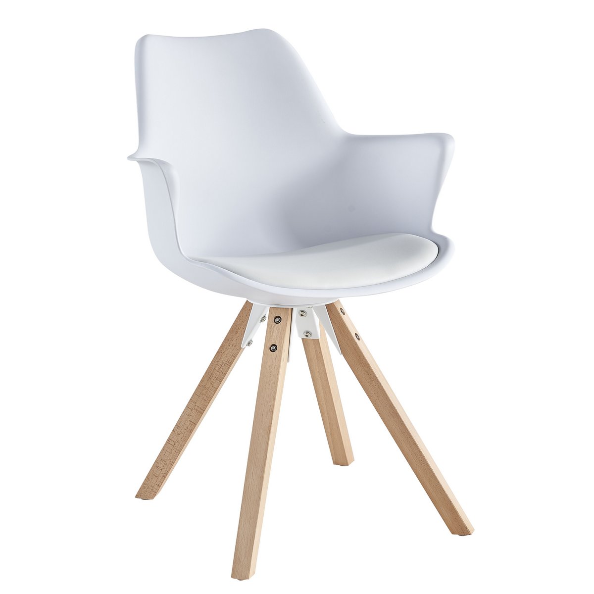 Armchair with plastic shell set of 2 white
