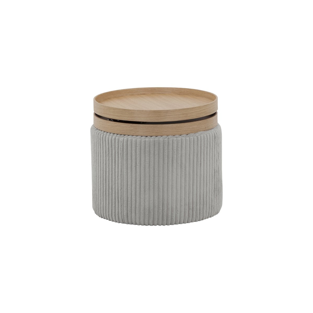 Side table light gray textured fabric