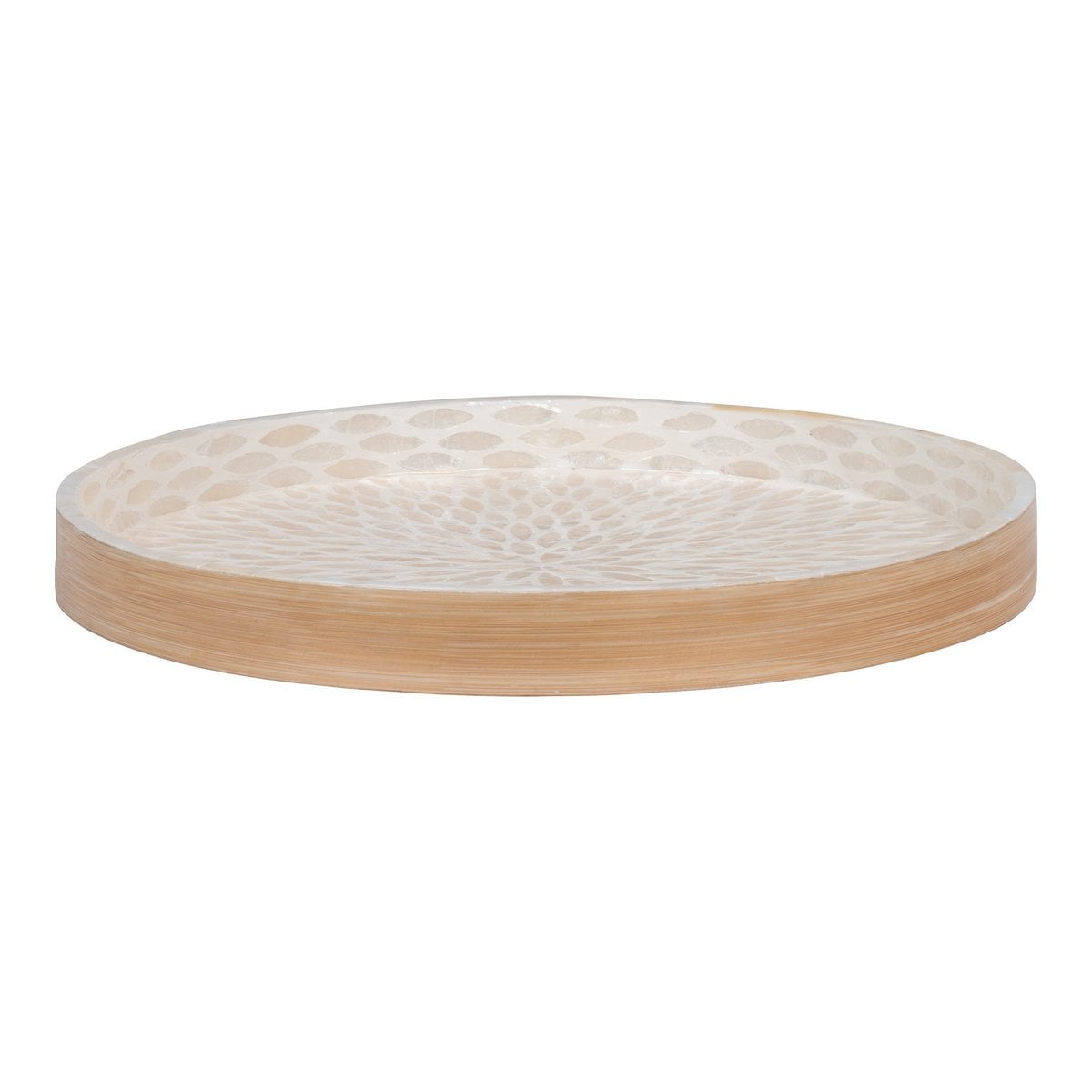 Tablett - Tablett, Bambus/Capiz, Beige, 40x40x3,5 cm