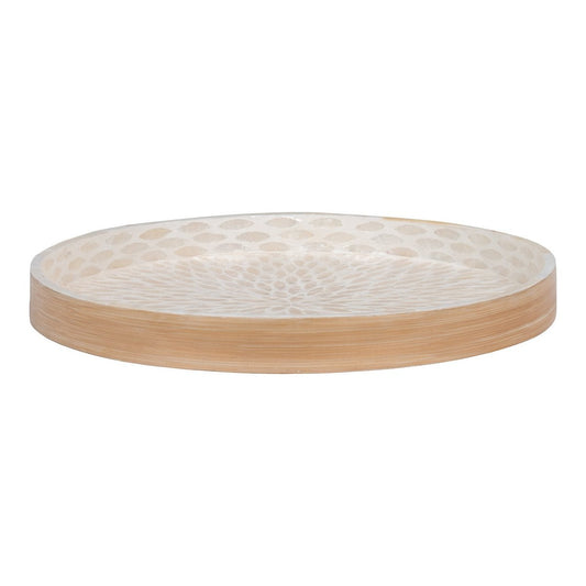 Tablett - Tablett, Bambus/Capiz, Beige, 40x40x3,5 cm
