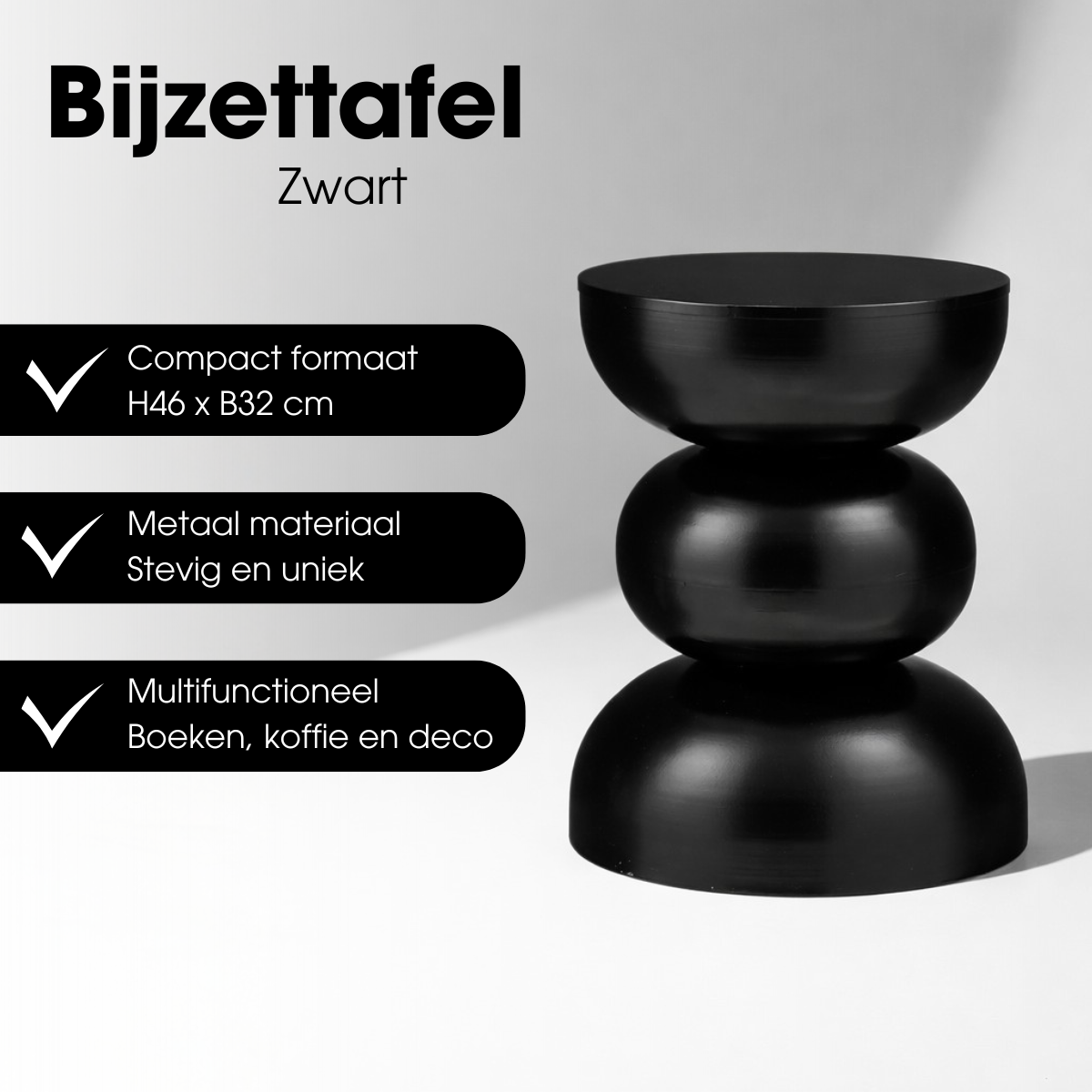 Beistelltisch Luna Schwarz