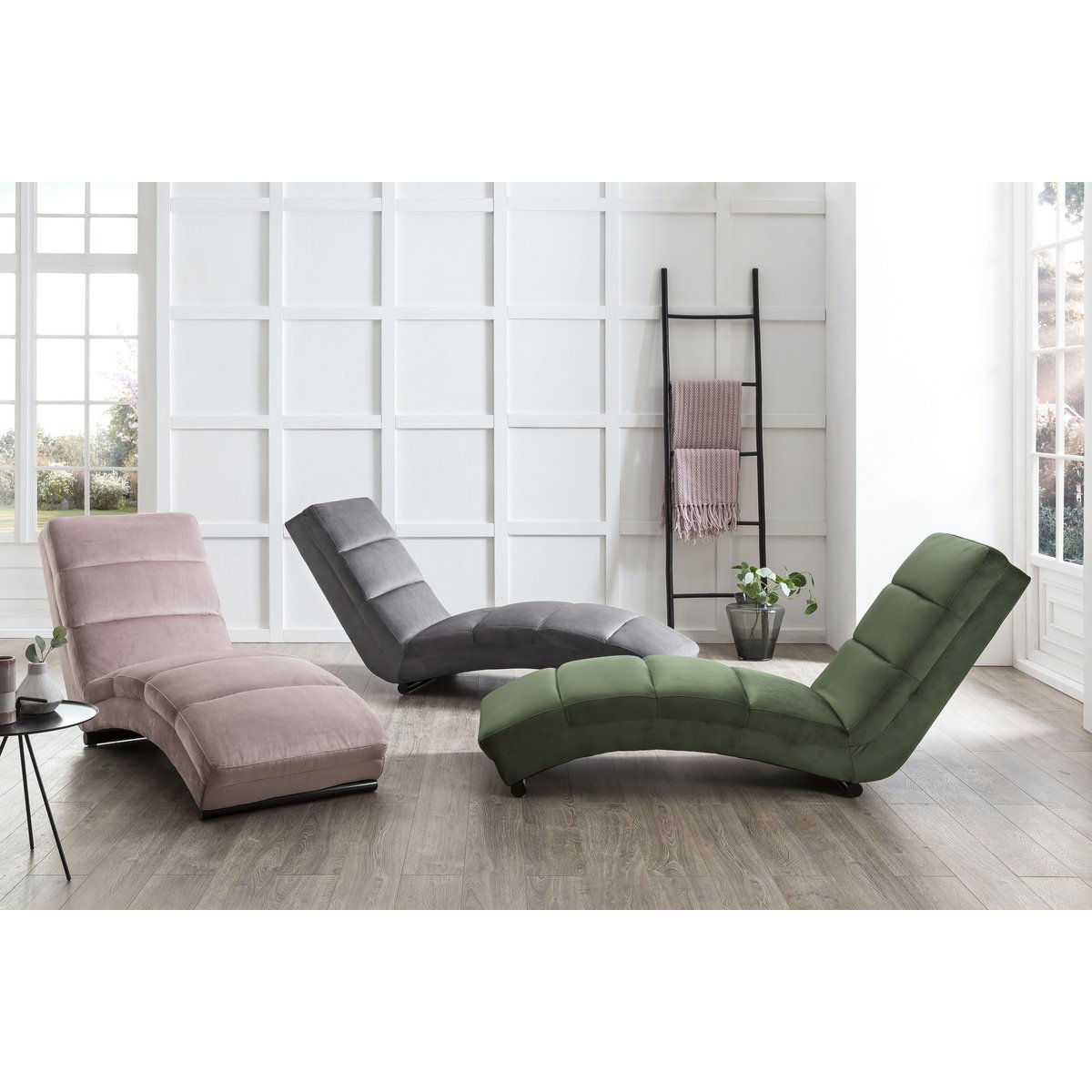 Chaise longue rose velvet