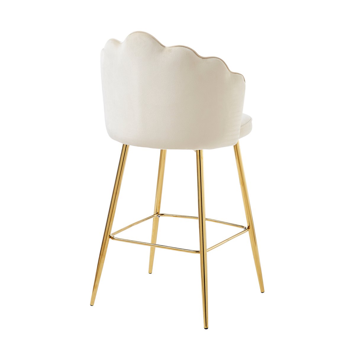 Set of 2 shell design bar stools in beige velvet
