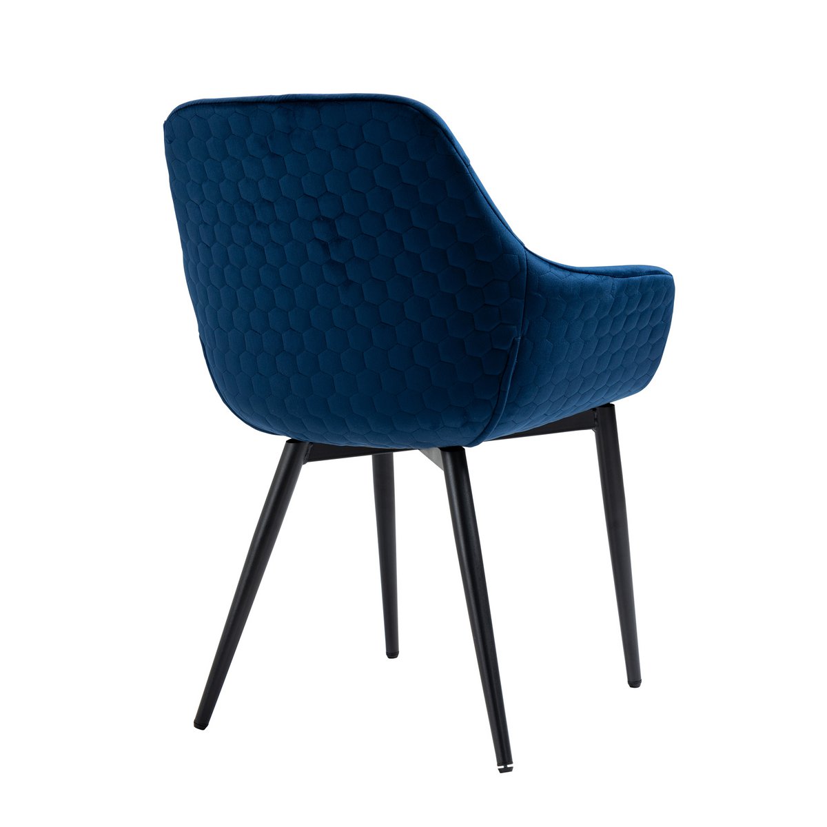 Armchair with honeycomb quilting in velvet blue