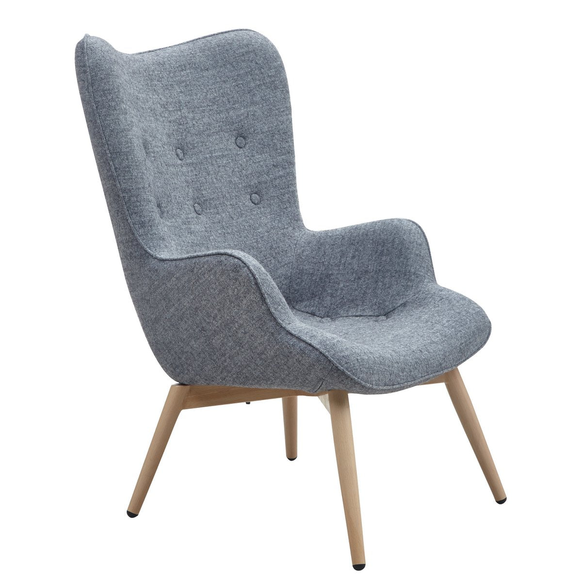 Armchair in gray woven fabric