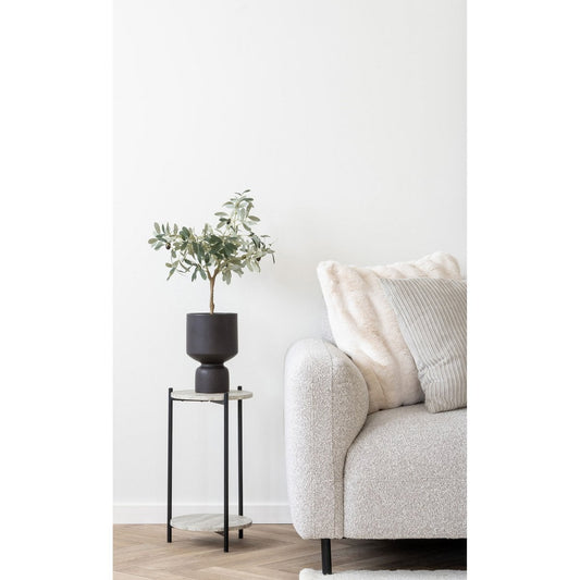 Leuven Beistelltisch - Schwarz/Beige, Stahl, MDF, Ø27x46cm